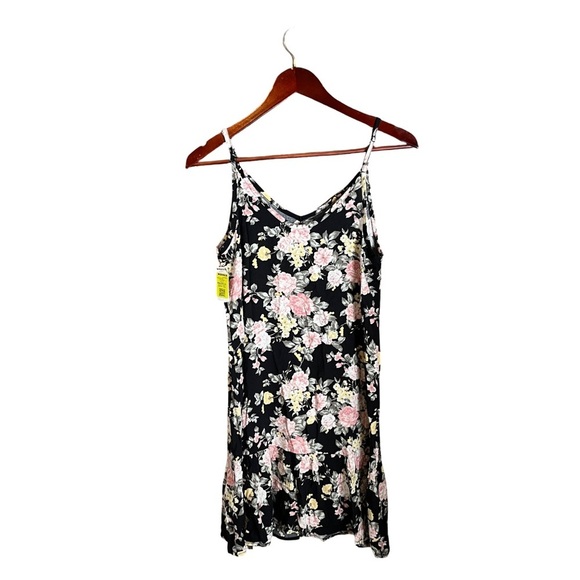 NWT Wallflower Floral Slip Spaghetti Strap V-Neck Ruffle Hem Mini Dress S - Picture 6 of 14